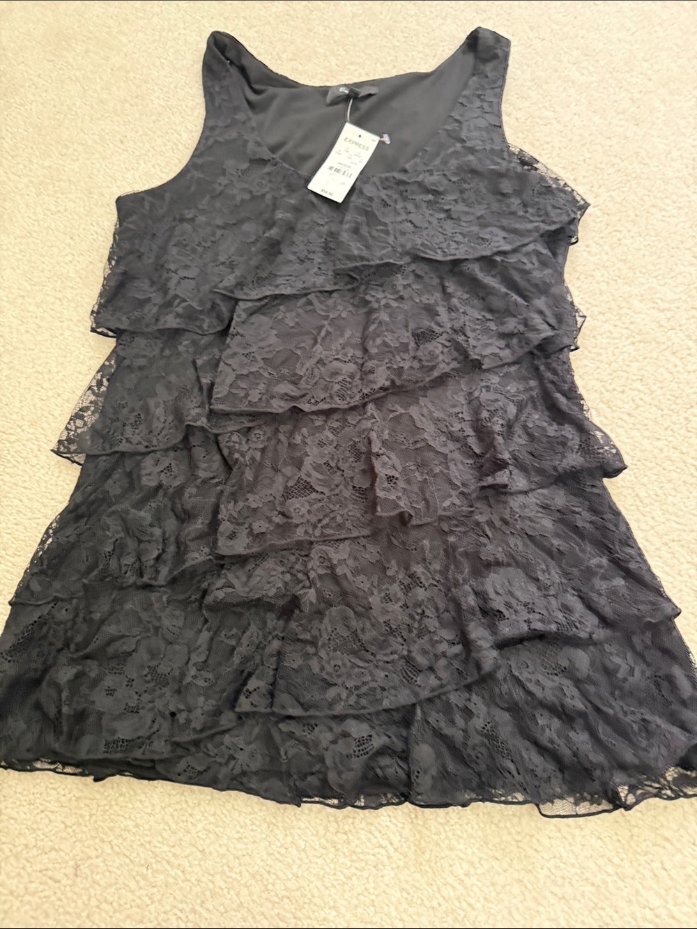 NWT Express Black Layered Lace Tank Top